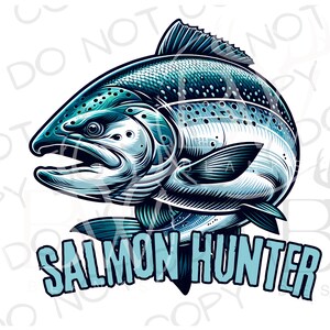 Salmon Fishing PNG | Digital Download | King Salmon Sublimation PNG | Fishing Sublimation PNG | Wild Salmon Fishing png | Salmon png