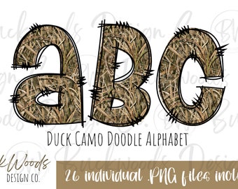 Duck Hunting Doodle Alphabet Set PNG | Digital Download | Camo Alphabet ...
