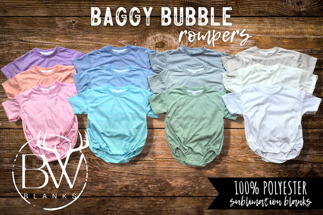 100 Polyester BAGGY BUBBLE ROMPER Sublimation Shirt Baby Sublimation Rompers Kids Blank