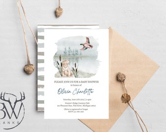 Duck Hunting Baby Shower Invitation | Printable Mallard Duck Invitation | Hunting Baby Shower Invitation | Duck Hunting Printable Invitation