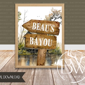 Gepersonaliseerde Bayou kwekerij print | Bayou-kunstafdruk | Moeras kwekerij decor | Afdrukbare muurkunst | Digitale download | Bayou kinderkamer decor