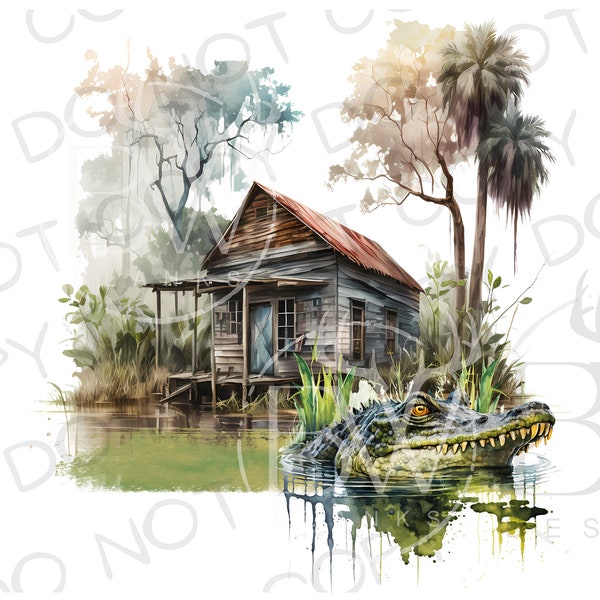 Bayou Swamp Shack PNG | Digital Download | Gator Hunting Sublimation PNG | Alligator PNG | Gator Sublimation | Bayou png | Swamp png
