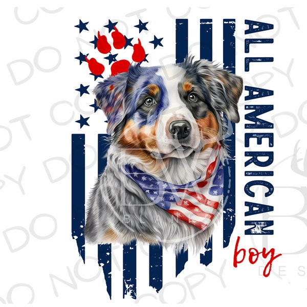 American Australian Shepherd PNG | Cattle Dog Sublimation PNG | Aussie Dog Sublimation PNG | Fourth of July png | Herding Dog png