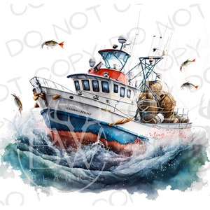 Deep Sea Fishing Boat Sublimation PNG | Digital Download | Fishing Boat Sublimation PNG | Saltwater Fishing PNG | Fishing Boat png