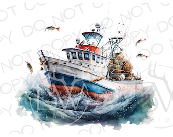 Deep Sea Fishing Boat Sublimation PNG | Digital Download | Fishing Boat Sublimation PNG | Saltwater Fishing PNG | Fishing Boat png