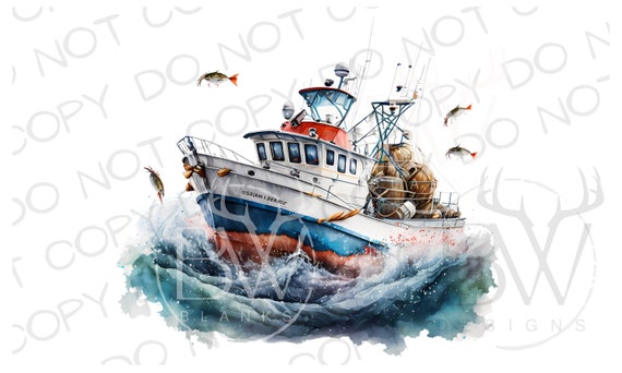Deep Sea Fishing Boat Sublimation PNG | Digital Download | Fishing Boat  Sublimation PNG | Saltwater Fishing PNG | Fishing Boat png