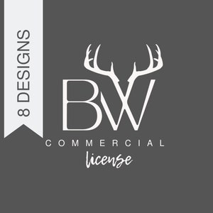 LICENCIA COMERCIAL / Válida para 8 diseños en blanco BW para hasta 500 ventas por diseño