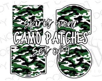 Spirit Wear Camo Patches PNG | Digital Download | Camo Sublimation PNG | Patch Sublimation png | Camo Patch png | Green and Black Camo png