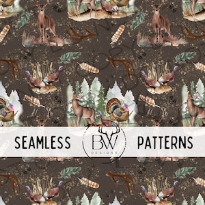 Bucks & Beards Seamless Hunting Pattern | Digital Download | Deer Hunting Seamless PNG | Turkey Hunting Seamless PNG| Seamless Deer