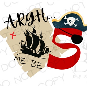 Sublimación de cumpleaños pirata PNG / Sublimación pirata PNG / Sublimación de cumpleaños png / Sublimación de barco pirata PNG / 5o cumpleaños png