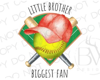 Lillebror största fan PNG | Digital nedladdning | Softboll sublimering PNG | Sport sublimering | Lillebror png | Softboll png