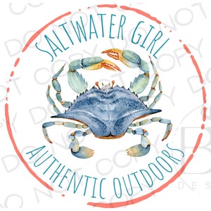 Saltwater Girl Blue Crab PNG | Digital Download | Saltwater Fishing Sublimation PNG | Fishing Sublimation PNG | Salty Boy Sublimation png