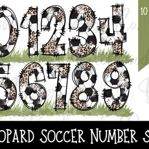 Leopard Soccer Doodle Number Set PNG | Digital Download | Soccer Sublimation PNG | Soccer Numbers png | Doodle Numbers png | Soccer png