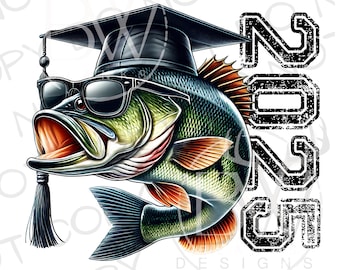 Bass Fishing Graduation PNG / Download digitale / Sublimazione di laurea PNG / Sublimazione di pesca / Bass Fishing Sublimation