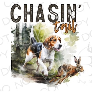 Chasin' Tail PNG / Descarga digital / Sublimación de perros de caza PNG / Sublimación de Beagle png / Sublimación de caza de conejos / Beagle png