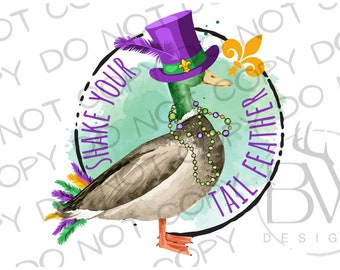 Potrząśnij swoim ogonem PNG | Mardi Gras Sublimacja PNG | Polowanie na kaczki Sublimacja png | Polowanie na Mardi Gras Sublimacja | Kaczka Mardi Gras