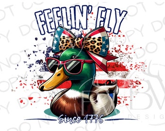 Feelin' Fly Mallard PNG / Download digitale / Sublimazione di caccia alle anatre PNG / Sublimazione di caccia alle anatre del 4 luglio png / Sublimazione della caccia alle anatre del 4 luglio png