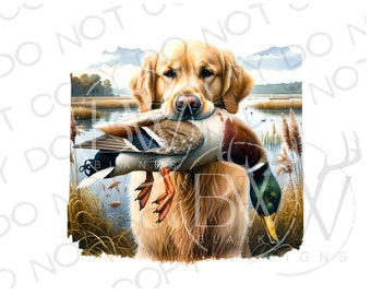 Golden Retriever Hunting Dog PNG | Digital Download | Duck Hunting Sublimation PNG | Hunting Dog Sublimation | Duck Hunter Sublimation png