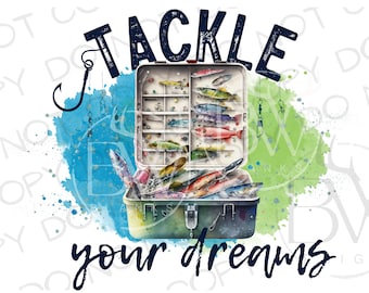 Pak je dromen aan PNG | Digitale download | Vissen sublimatie PNG | Zeebaarsvissen PNG | Bass Fishing Sublimatie png | Tacklebox png