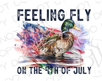 Gefühlsfliege am 4. Juli PNG | Digitaler Download | Entenjagd Sublimation PNG | Stockente Ente Sublimation PNG | Viertel des Juli als png