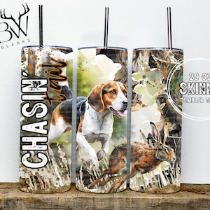 Chasin&#39; Tail 20 oz Skinny Tumbler Sublimation | Digital Download | Hunting Tumbler PNG | Rabbit Hunting Sublimation PNG | Beagle Sublimation