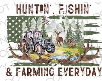 Hunting Fishing & Farming PNG | Digital Download | Deer Hunting Sublimation PNG | Duck Hunting Sublimation png | Tractor sublimation png