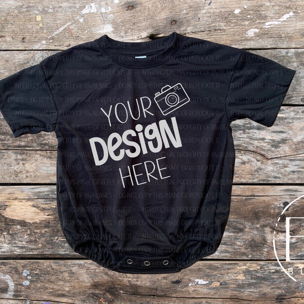 Black BAGGY BUBBLE Romper Mock-Up | Digital Download | Baby T-Shirt Mock Up | Baby Bubble Mockup | T-Shirt Lay Flat Mock Up