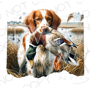 Cane da caccia Brittany Spaniel PNG / Download digitale / Sublimazione caccia alle anatre PNG / Sublimazione cane da caccia / Sublimazione cacciatore di anatre png
