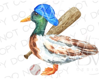 Baseball Duck PNG | Digital Download | Baseball Sublimation PNG | Duck Hunting Sublimation png | Sports Sublimation PNG | Mallard Duck png