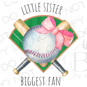 Little Sister Biggest Fan PNG / Descarga digital / Sublimación de béisbol PNG / Sublimación deportiva / Little Sister Baseball png / Béisbol png