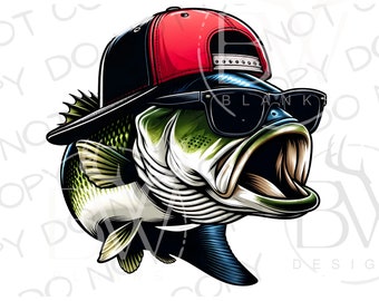 Pescado bajo PNG / Descarga digital / Sublimación de bajo de boca grande PNG / Sublimación de pesca PNG / Pesca de bajo png / Pescador png