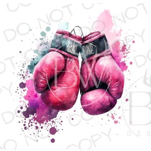 Guantes de boxeo rosas PNG / Descarga digital / Sublimación de boxeo PNG / Sublimación deportiva / Guantes de boxeo de caja png / Sublimación de boxeador png