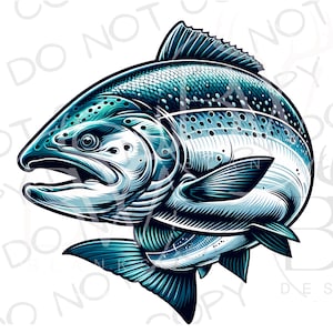 Salmon Fishing PNG | Digital Download | King Salmon Sublimation PNG | Fishing Sublimation PNG | Wild Salmon Fishing png | Salmon png