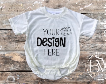 Cream BAGGY BUBBLE Romper Mock-Up | Digital Download | Baby T-Shirt Mock Up | Baby Bubble Mockup | T-Shirt Lay Flat Mock Up