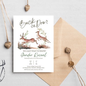 Hirsch Jagd Gender Reveal Einladung | Druckbare Hirsch Jagd Einladung | Jagd Gender Reveal Invite | Buck or Doe Gender Reveal