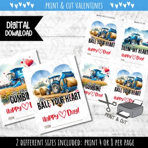 Tarjetas de San Valentín con tractores / Tarjetas de San Valentín con granjas / Tarjetas de San Valentín con cosechadoras / Tarjetas digitales para el día de San Valentín con tractores