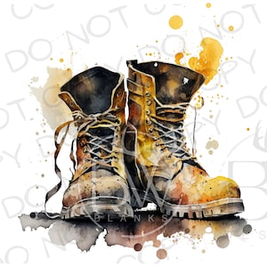Aquarel bouwlaarzen sublimatie PNG | Bouwsublimatie PNG | Sublimatie van bouwvrachtwagens PNG | Laarzen met Amerikaanse vlag png