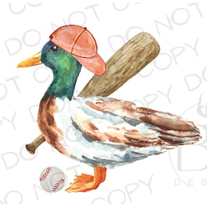 Baseball Duck PNG | Digital Download | Baseball Sublimation PNG | Duck Hunting Sublimation png | Sports Sublimation PNG | Mallard Duck png