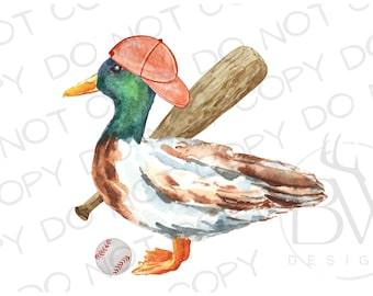 Baseball Duck PNG | Digital Download | Baseball Sublimation PNG | Duck Hunting Sublimation png | Sports Sublimation PNG | Mallard Duck png
