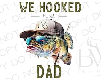 Hooked on Dad PNG | Pobieranie cyfrowe | Sublimacja basu wielkogębowego PNG | Sublimacja wędkarska PNG | Wędkarstwo basowe png | Rybak png