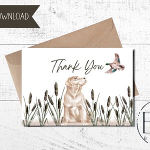 Tarjeta de agradecimiento de caza de patos / Descarga digital / Tarjeta de agradecimiento imprimible / Fiesta de caza de patos / Estacionario de caza de patos / Tarjetas de caza