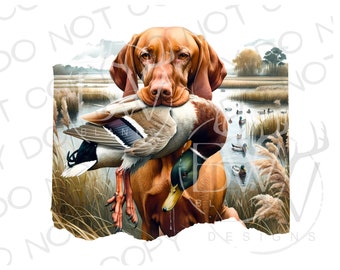 Vizsla Hunting Dog PNG | Digital Download | Duck Hunting Sublimation PNG | Hunting Dog Sublimation | Duck Hunter Sublimation png