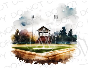 Baseball Field PNG | Digital Download | Baseball Sublimation PNG | Sports Sublimation | Baseball Field png | Watercolor Baseball field