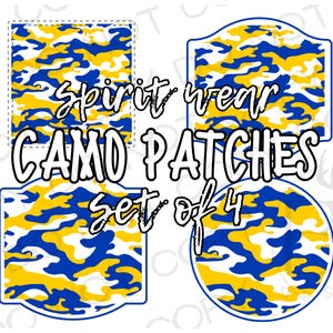 Spirit Wear camouflage-patches, png PNGEgg | Digitale download | Camouflagesublimatie, png-bestand | Patchsublimatie, png | Camouflagepatch, png | Koningsblauwe en gele camouflage