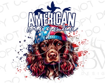 American Wingman PNG | Digital Download | Hunting Dog Sublimation PNG | 4th of July Hunting Dog Sublimation png | Fourth of July  Dogpng