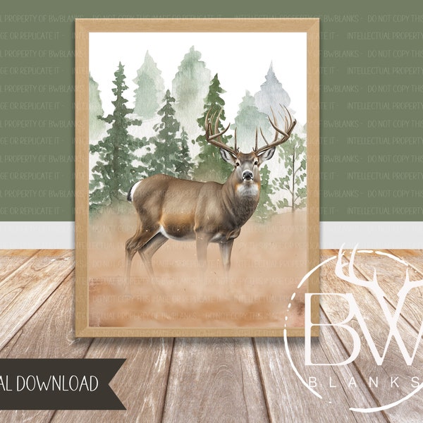Deer Hunting Nursery Print | Whitetail Deer Art Print | Woodland Nursery Decor | Hunting Wall Art | Printable Wall Art | Digital Download