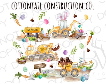 Páscoa Construção PNG | Sublimação de construção PNG | Sublimação de escavadeira png | Sublimação de caminhão de construção PNG | Páscoa png