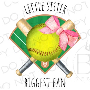 Kleine Schwester Größter Fan PNG | Digitaler Download | Softball Sublimation PNG | Sport Sublimation | Kleine Schwester Softball png | Softball png