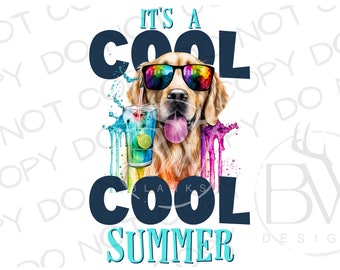 Golden Retriever Summer PNG | Golden Retriever Sublimation PNG | Digital Download | Hunting Dog Sublimation PNG | Golden Retriever png