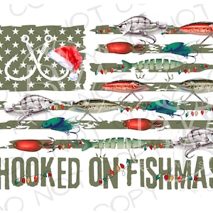 Bandera de pesca de señuelos de Navidad PNG / Descarga digital / Sublimación de pesca PNG / Sublimación de Navidad PNG / Pesca de Navidad png / Pesca